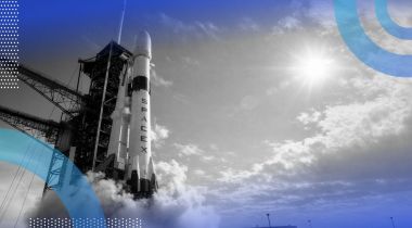 A SpaceX rocket prepares for takeoff