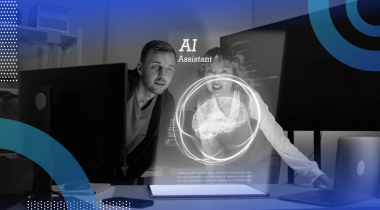 Two engineers work with an AI assistant