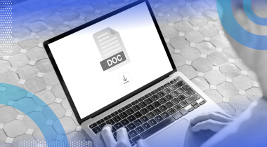 A laptop showing a document