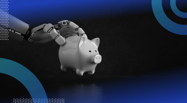 A robotic hand grabs a piggy bank