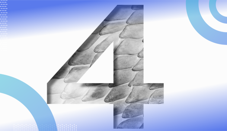 The numeral 4, styled out of a snake print texture, sits against a white background.