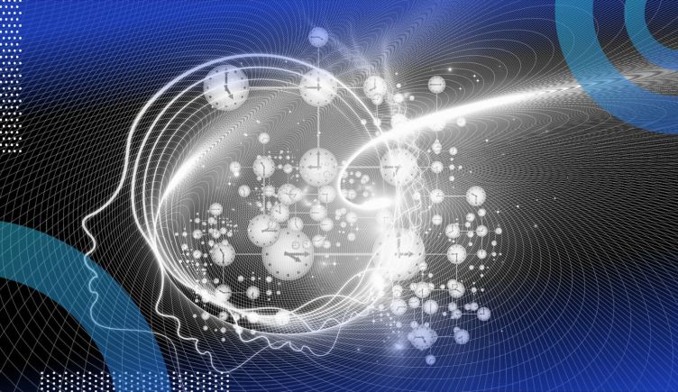 graphic of a mind with clocks representing time series model