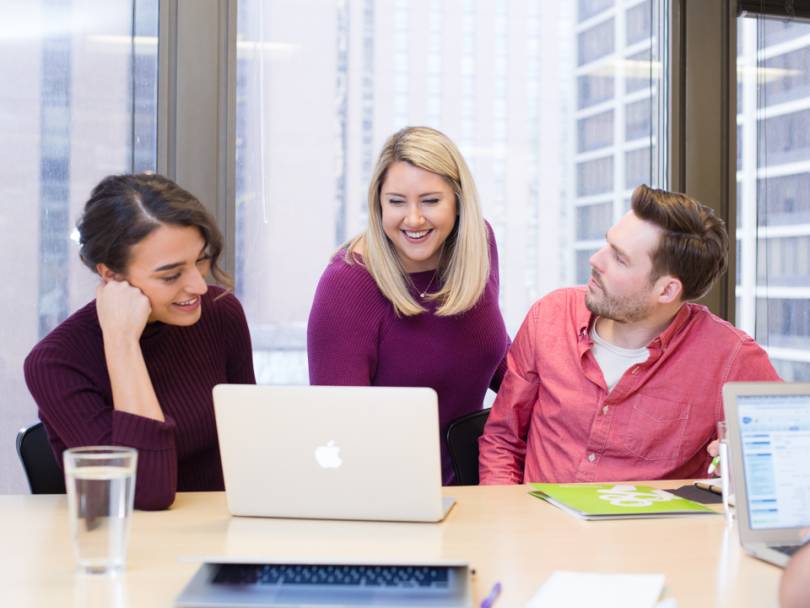 Autumn working with coworkers