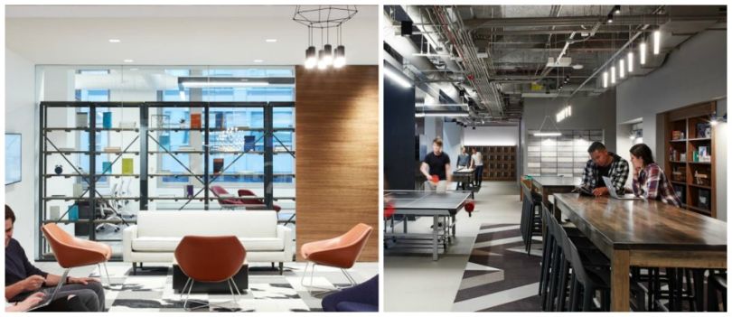 Collage of two images of ActiveCampaign's office