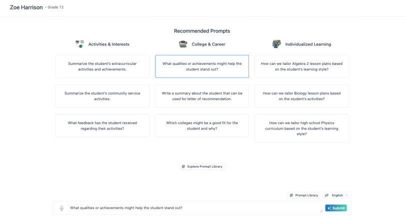 A screenshot of SchoolJoy's chat interface.