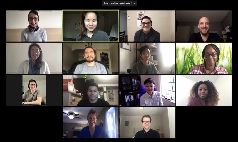 The Clara Health team poses for a photo on Zoom.