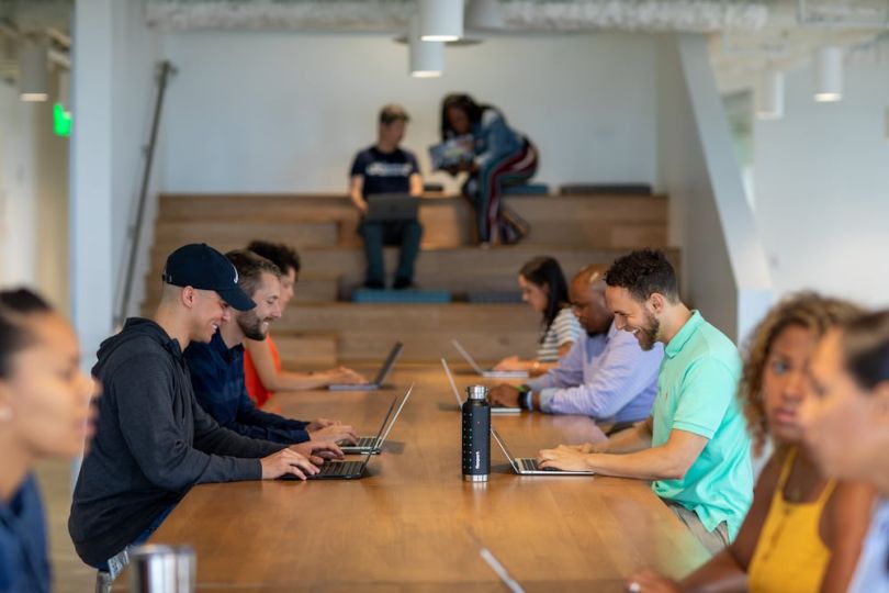 Flexport employees working in a common area