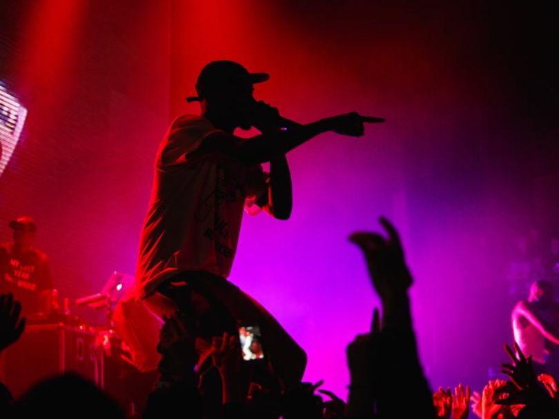 Rapper performing on stage