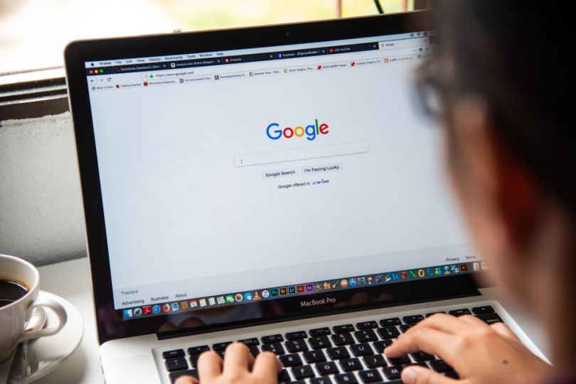 Google webpage on laptop