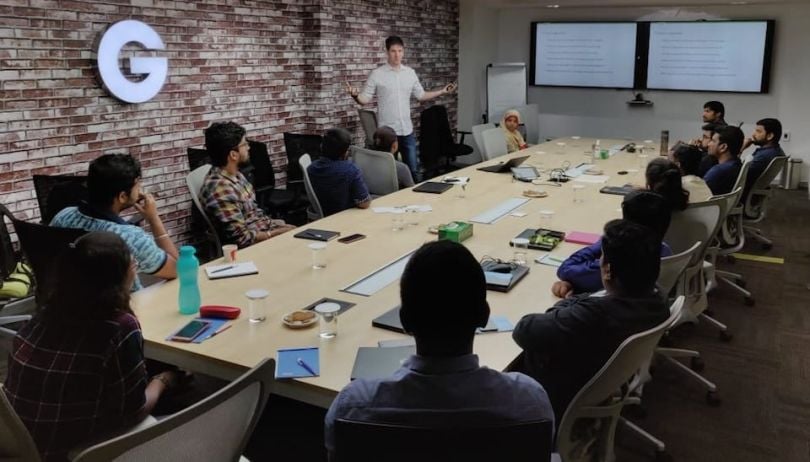 Groupon team working in conference room