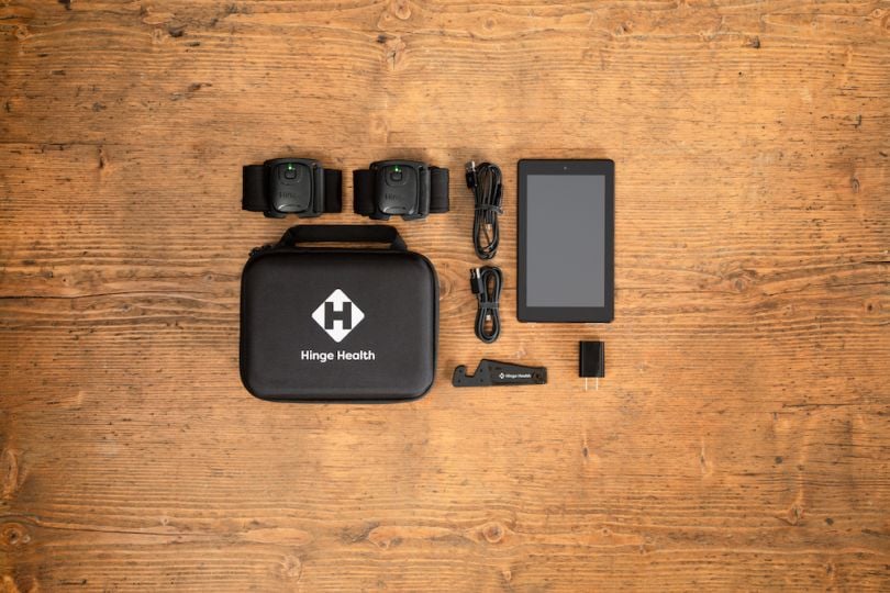 Hinge Health's wearable sensors gather health data that's viewable in the company's app.