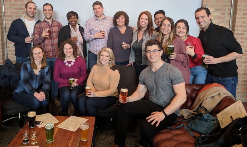 Home Chef team in the office having beers