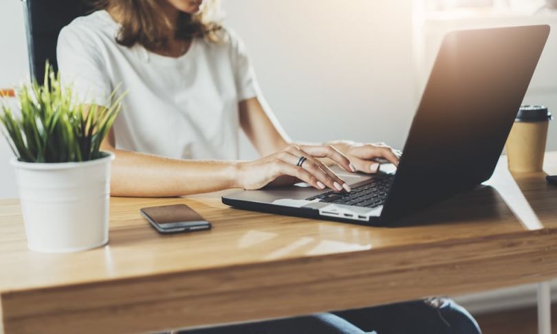 Woman working on computer