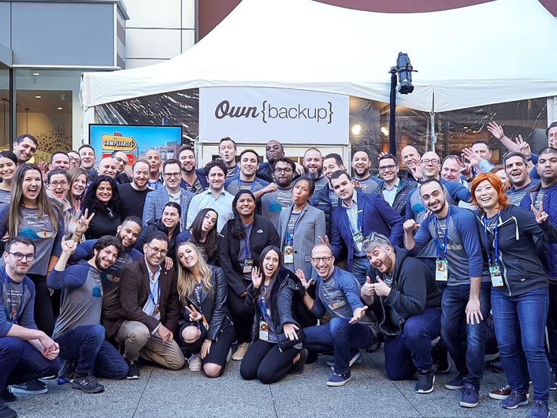 OwnBackup team members gathered as a group outside