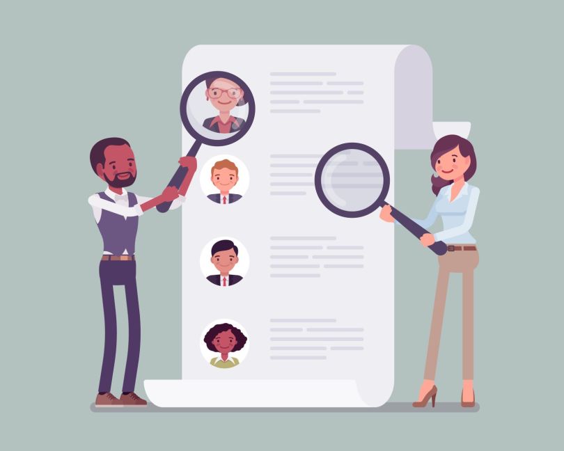 A stock illustration of a recruiting team