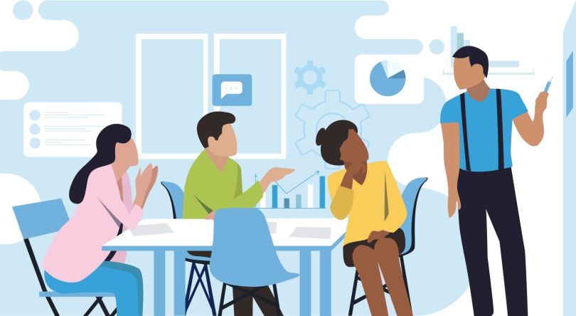 A sales team in a meeting