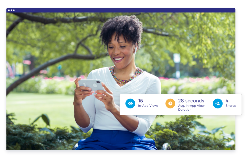 A user in action using Showpad to record a video message on mobile.