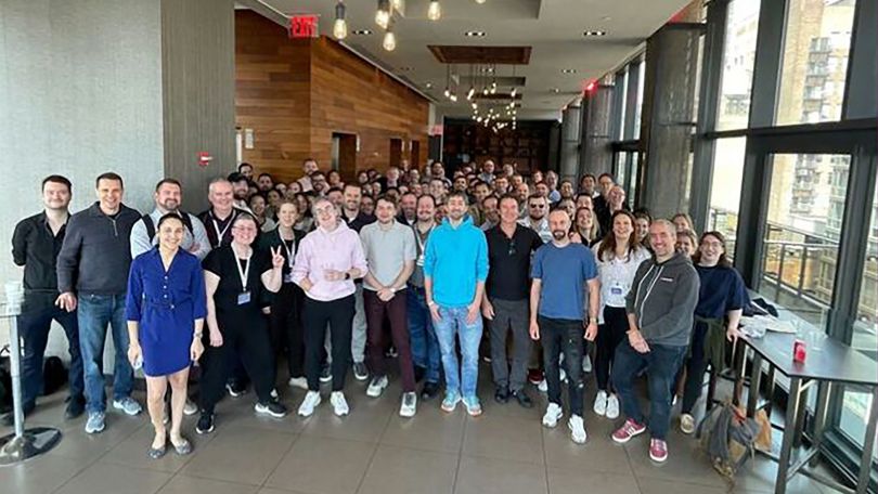 Smartling employees gathered for a meeting. 