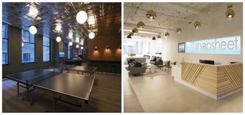 Two images of Snapsheet's office