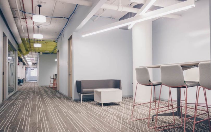 Hallway at Solstice with conference rooms pictured