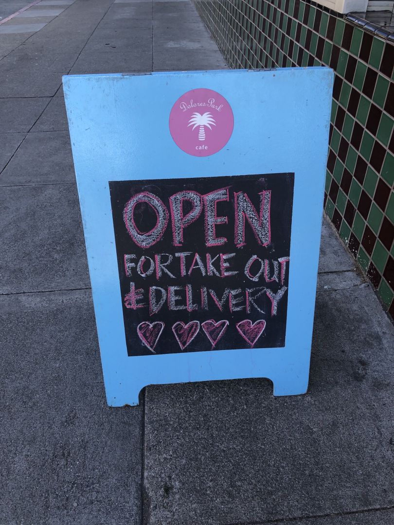 Dolores Park Cafe in San Francisco is open for takeout during the city's 'shelter in place' order.