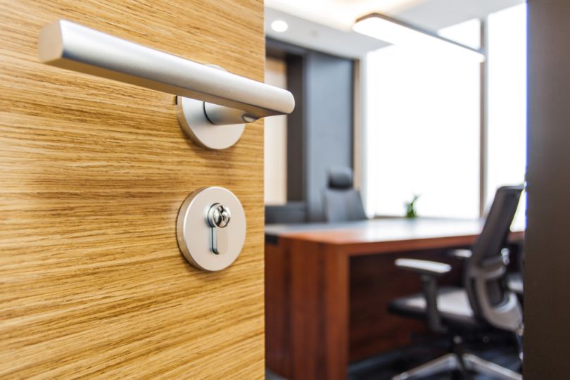 Open door to an office