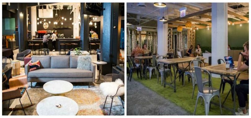 Collage of two images of Uptake's office