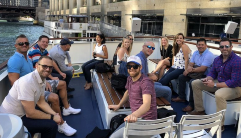 Vibes team on a boat
