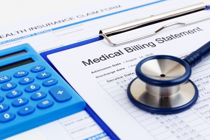 Close up of generic medical billing statement