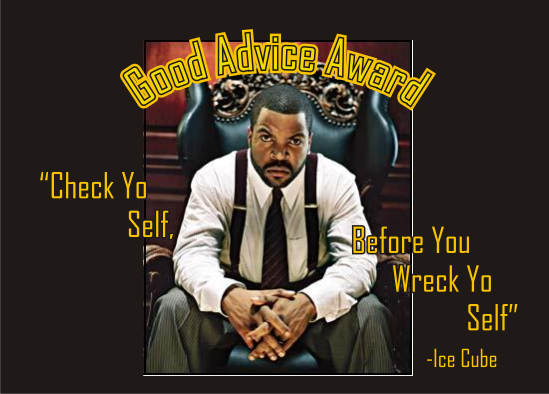 Good Advice Award - Check Yo Self, Before You Wreck Yo Self - Ice Cube