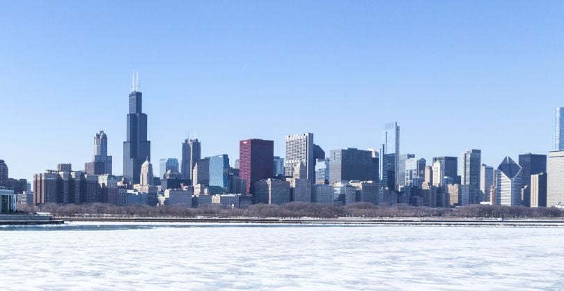 Chicago skyline iced out