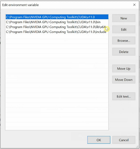 Paths to add into cuDNN system variable