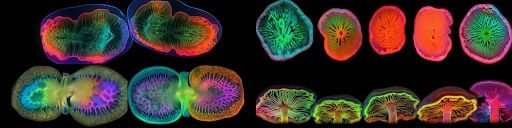 Psychadelic mushroom shaped cells at stylize 0. 