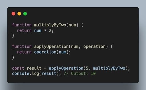 JavaScript higher order functions code.