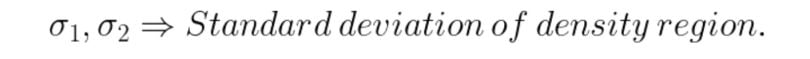 Standard deviation of density region. 