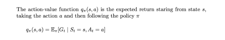 Action value function for an MDP.