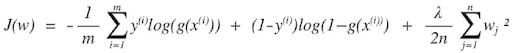 Cost function of logistic regression with regularization