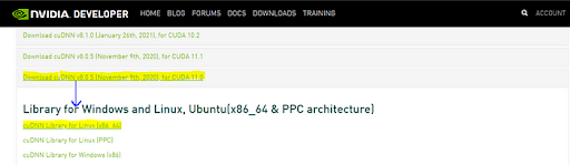 cuDNN download file for Linux on NVIDIA
