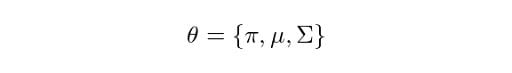 Parameter equation for Gaussian mixture model.