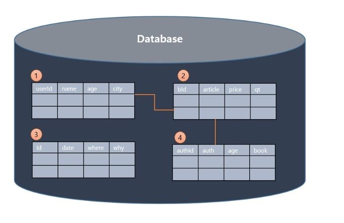 An illustration of a MySQL database. 