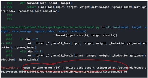 cuda error device side assert triggered error screenshot