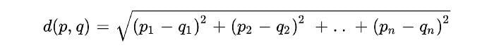 Formula of n-dimensional Euclidean distance.