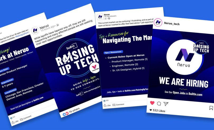 Raising Up Tech customers social posts