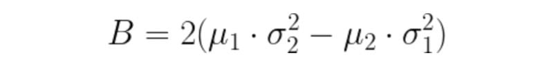 Calculation for B variable.