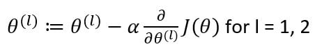 Updated weight matrices with the gradient