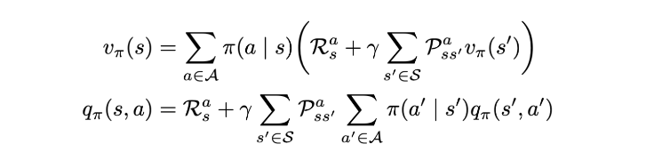 Substituting the action value function in the state value function and vice versa. 