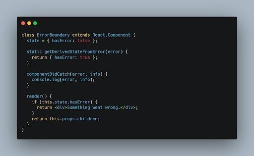 Error buondary react component code example