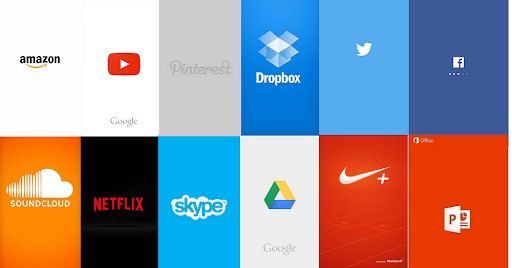 Examples of splash screens from multiple apps like Spotify, Facebook, Youtube and more.