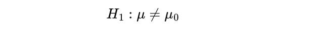 Alternate hypothesis equation generated in LaTeX. 