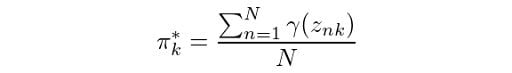 Maximization step to calculate the parameter equation.